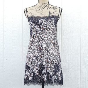 Victoria's Secret Satin Mini Slip Dress S Leopard Nightie Coquette Indie Y2K